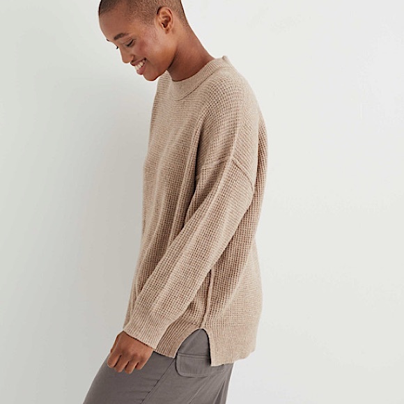 Aerie Oatmeal Beige Waffle Knit Crew 
